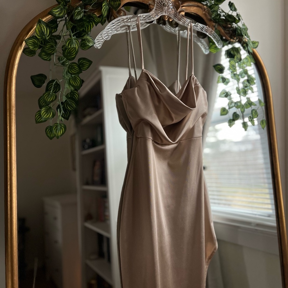 Lola High Slit Satin Dress